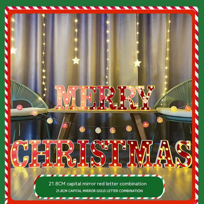 Holiday home decor featuring LED letter lights