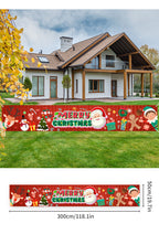 Christmas celebration banner hanging in home entryway with warm festive ambiance