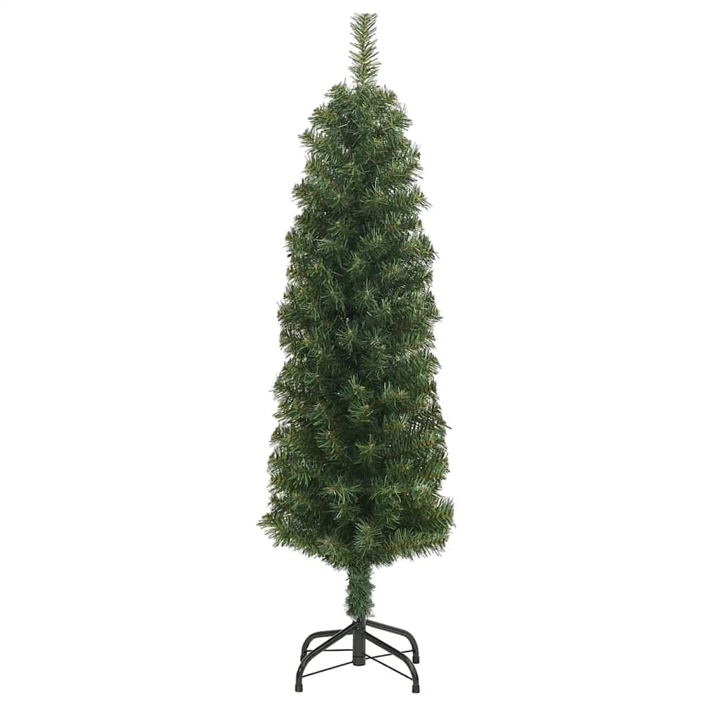 Set of green artificial Christmas trees in various heights