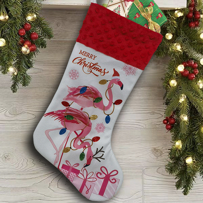 Flamingo Christmas stocking decoration for tree display