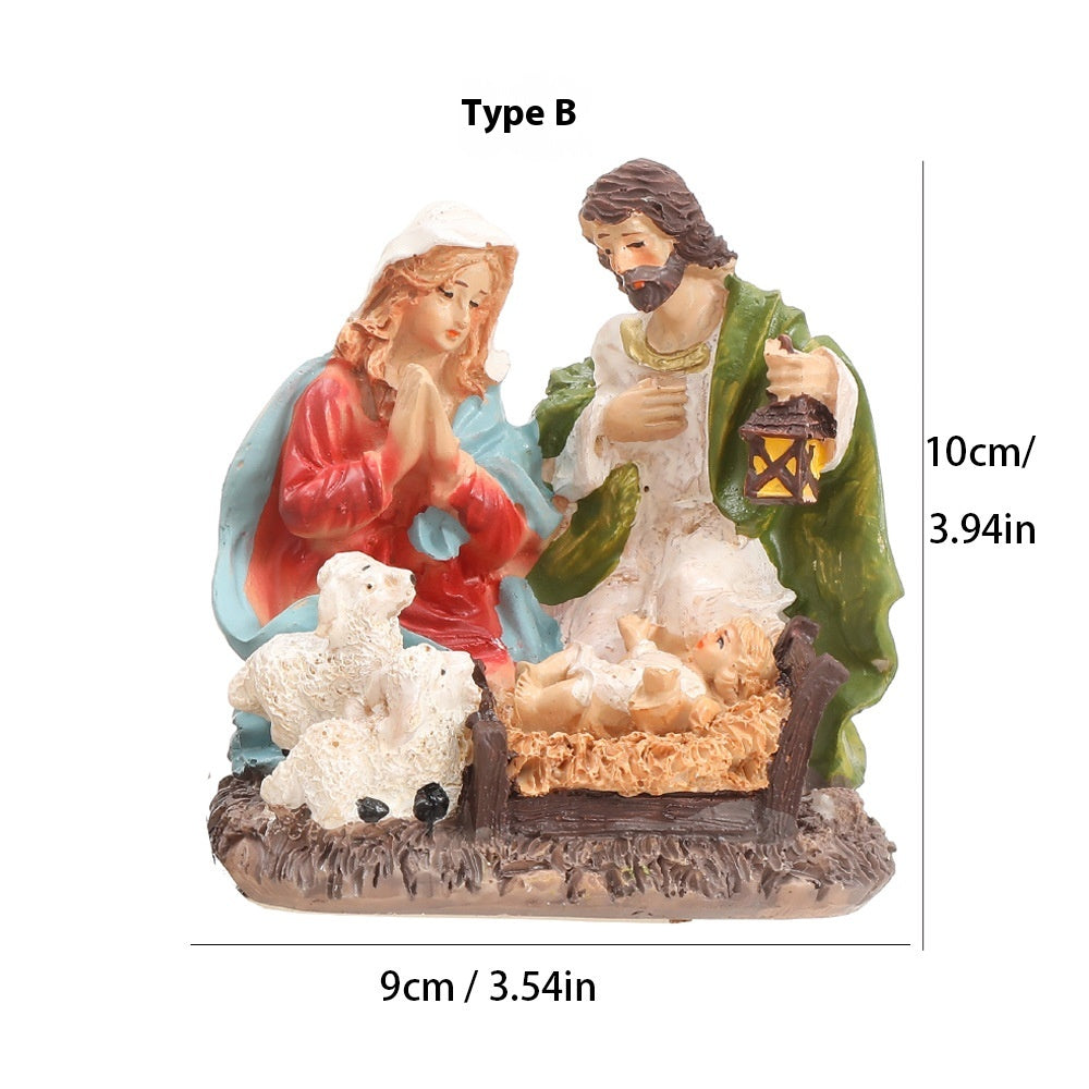 Nativity Resin Craft Ornaments - Christmas Jesus Birth Decor Secondary image