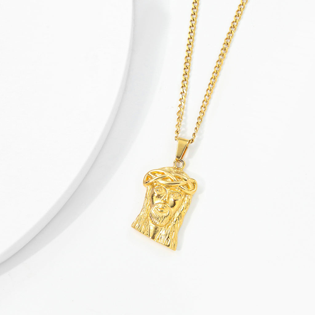 Jesus hip hop pendant in stainless steel with gold-tone finish