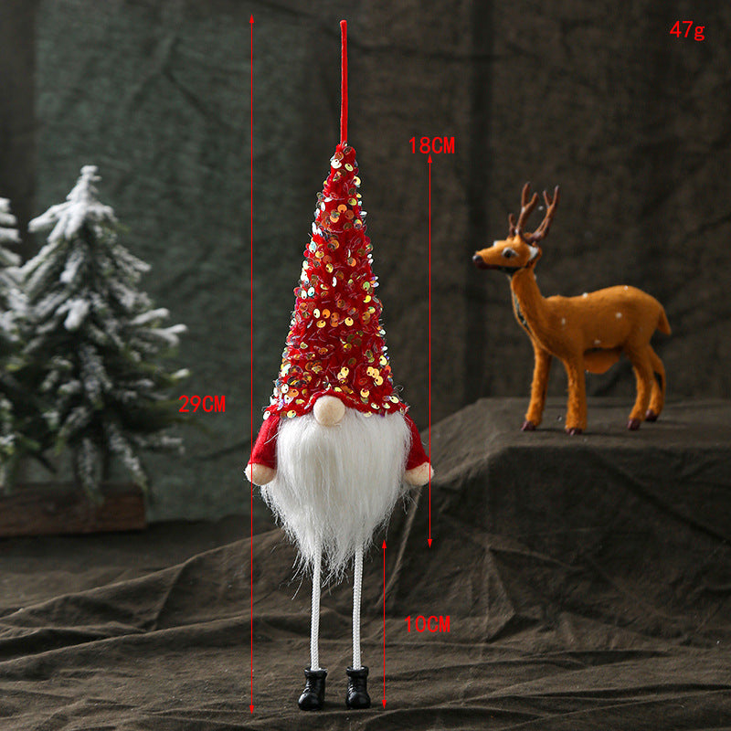 Red sequined Christmas doll with LED glow effect