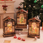 Resin Christmas music box with LED crystal glow detail shot
