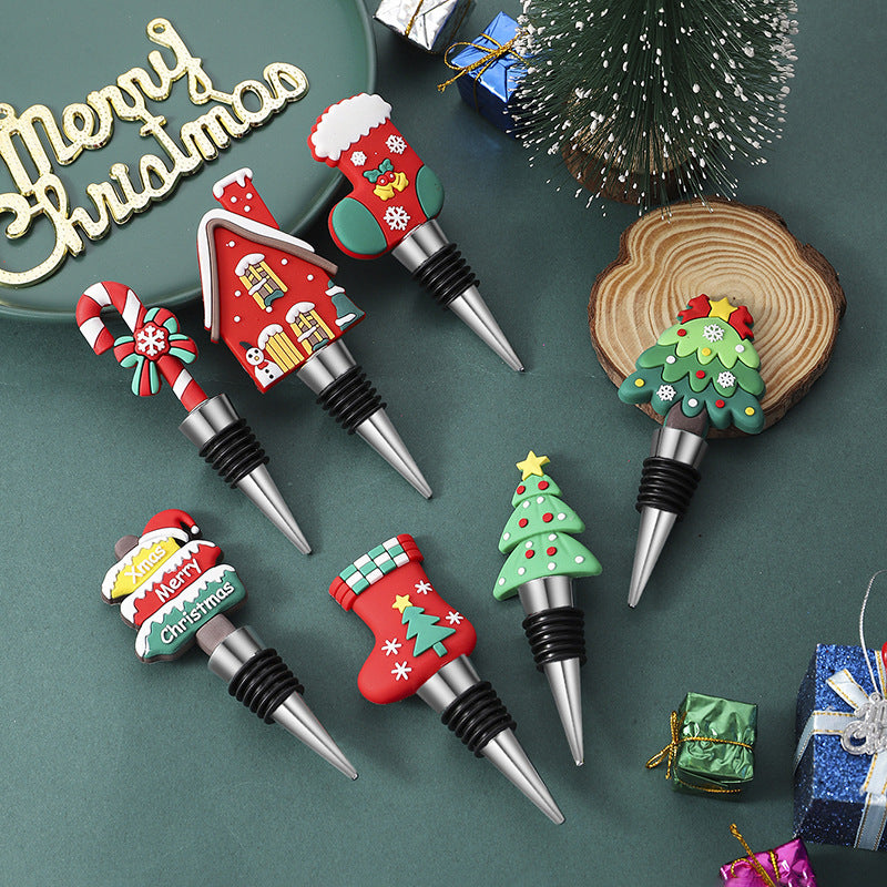 Aluminum alloy wine stopper with holiday styling