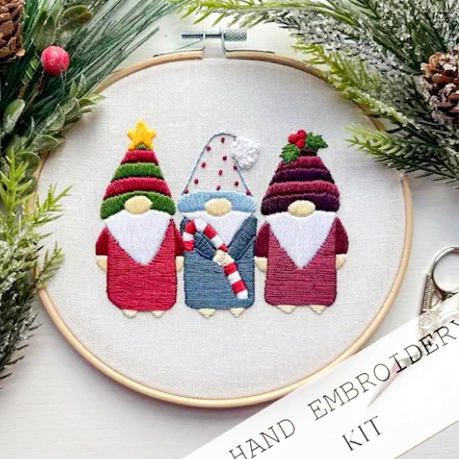 Hand embroidery supplies and cotton linen fabric pieces kit