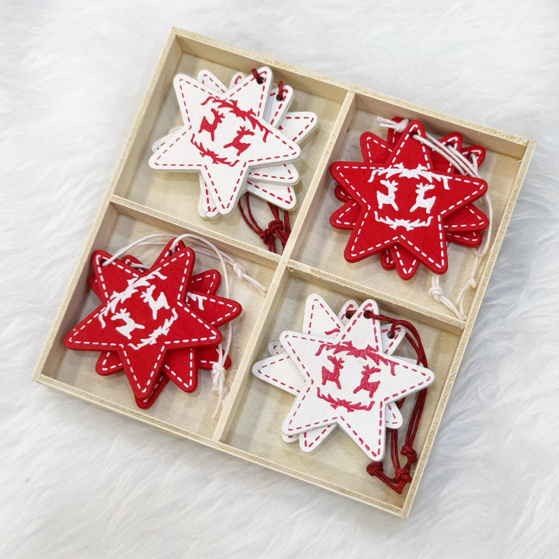 Wooden elk reindeer Christmas pendant decoration for seasonal display