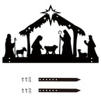 Black iron silhouette nativity scene with the birth of Jesus for Christmas wall decor