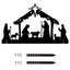 Black iron silhouette nativity scene with the birth of Jesus for Christmas wall decor