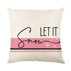 Festive cushion cover displayed on a sofa with Christmas themed decorations