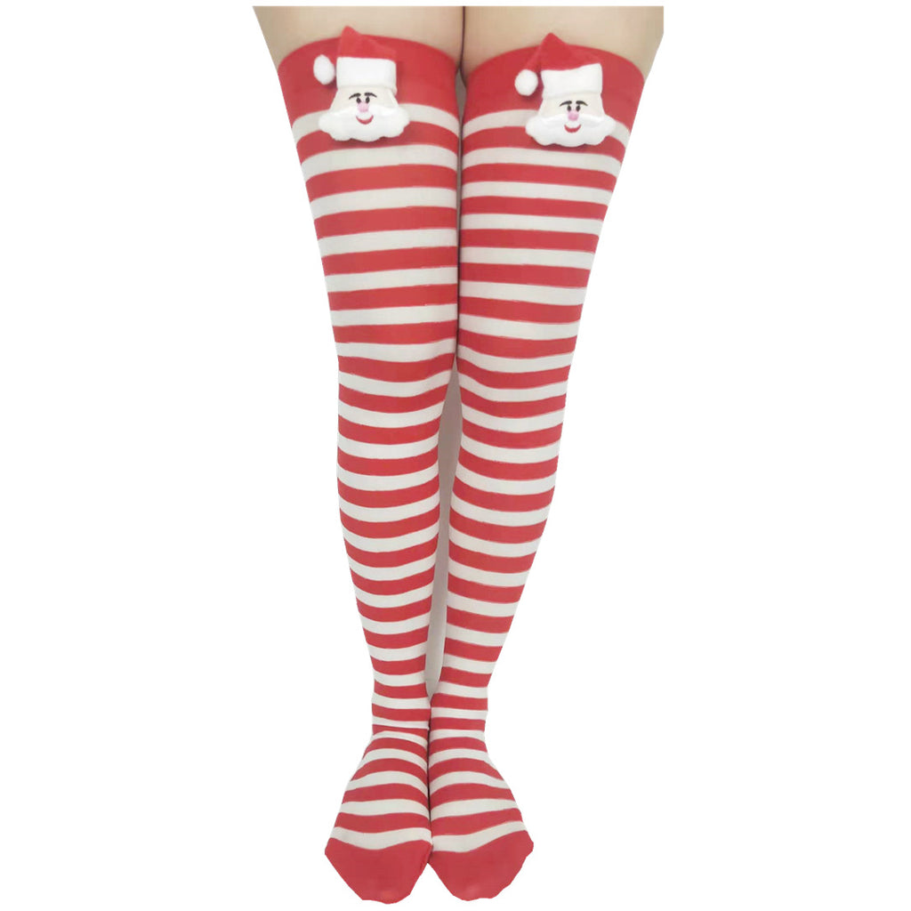 Red and white Christmas socks with bell accessory detail