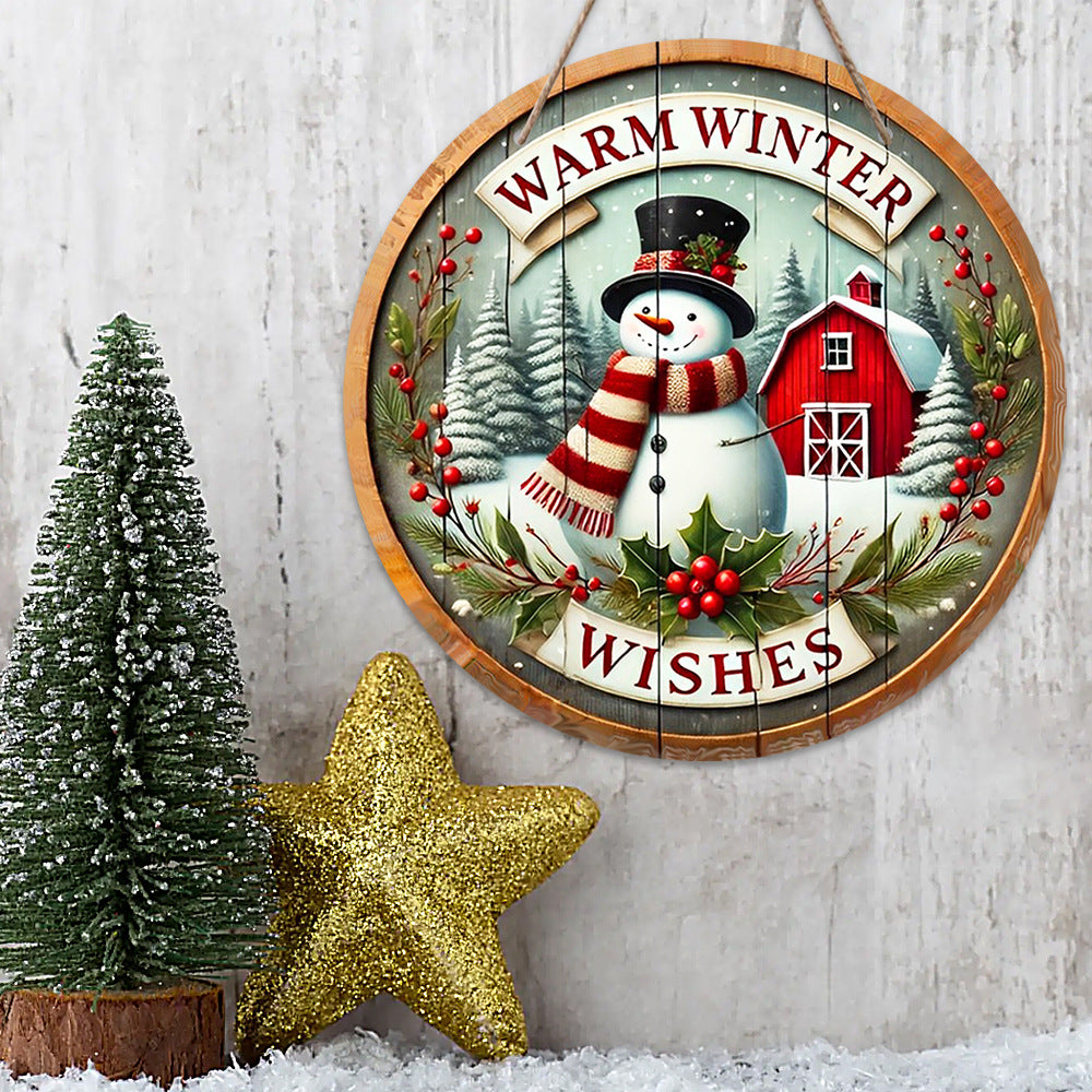 Charming wooden Christmas hang tag for door or wall display