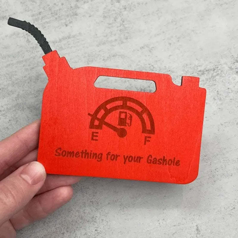 Red shopping wallet style wooden Christmas decoration ornament