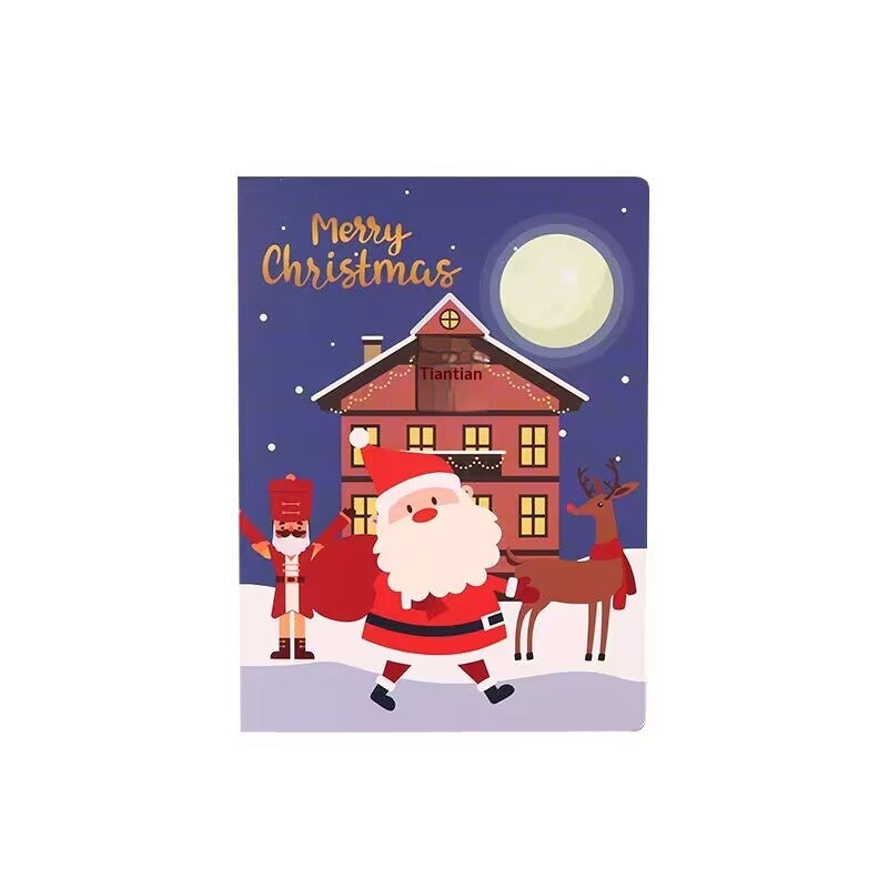 Crayon-drawn style Christmas greeting card illustration