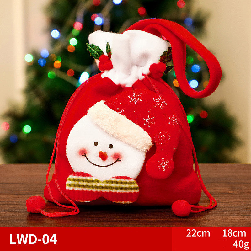 Christmas Brushed Gift Bag Set - Snowman Santa Elk Bear - Christian Home Decor