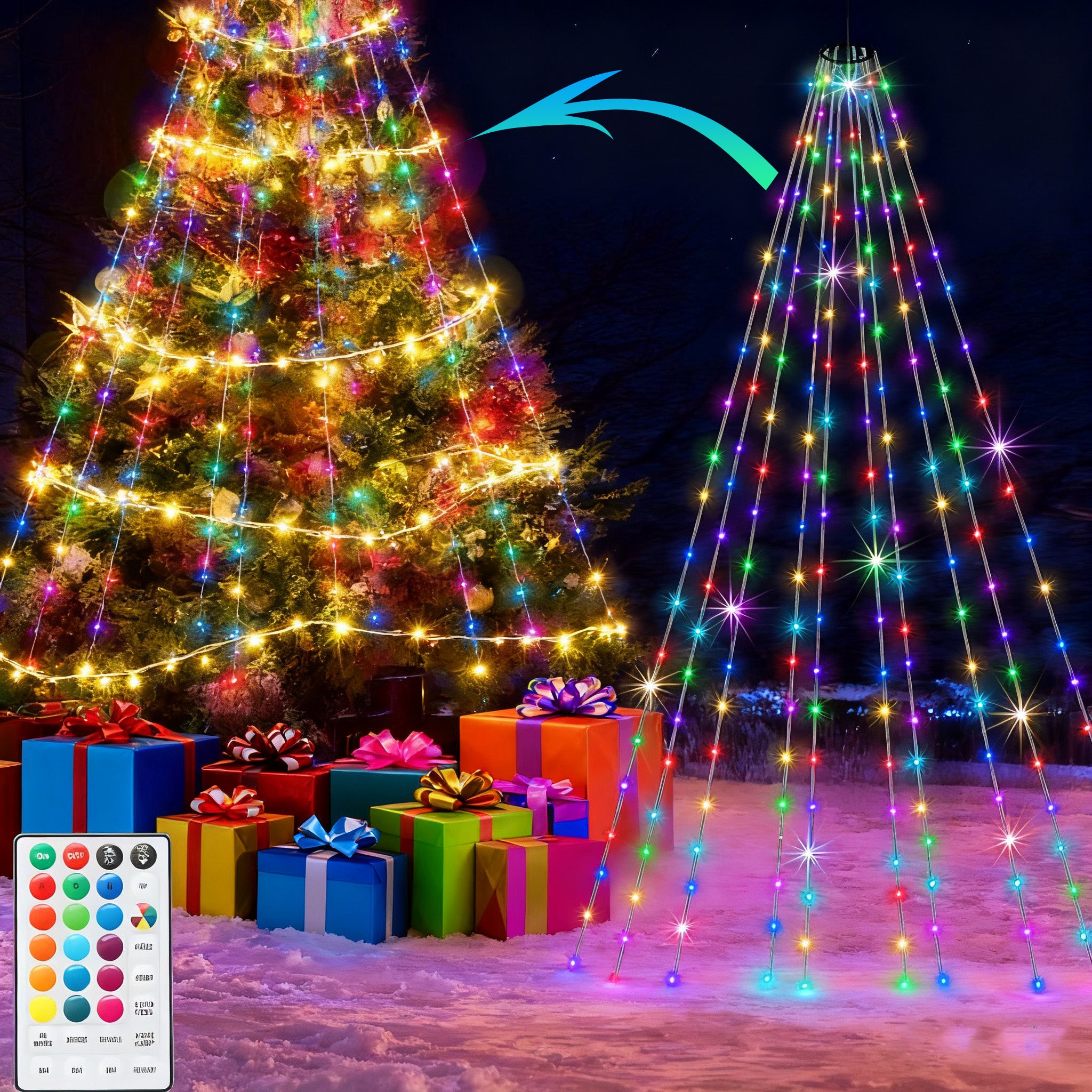 Variety pack of LED Christmas light strings showing both colorful and warm white options - Christmas lights - grace