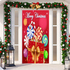 Vibrant Christmas tapestry with festive holiday motifs for doorway