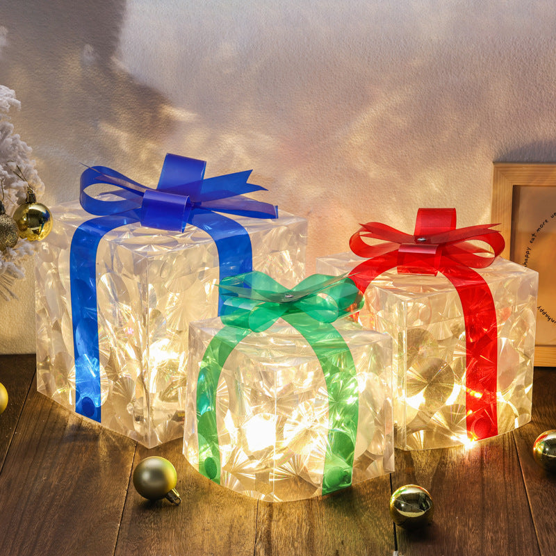 Luminous Christmas Gift Box glowing in warm light for festive home decor