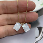 White mother pearl Virgin Mary pendant on delicate box chain necklace