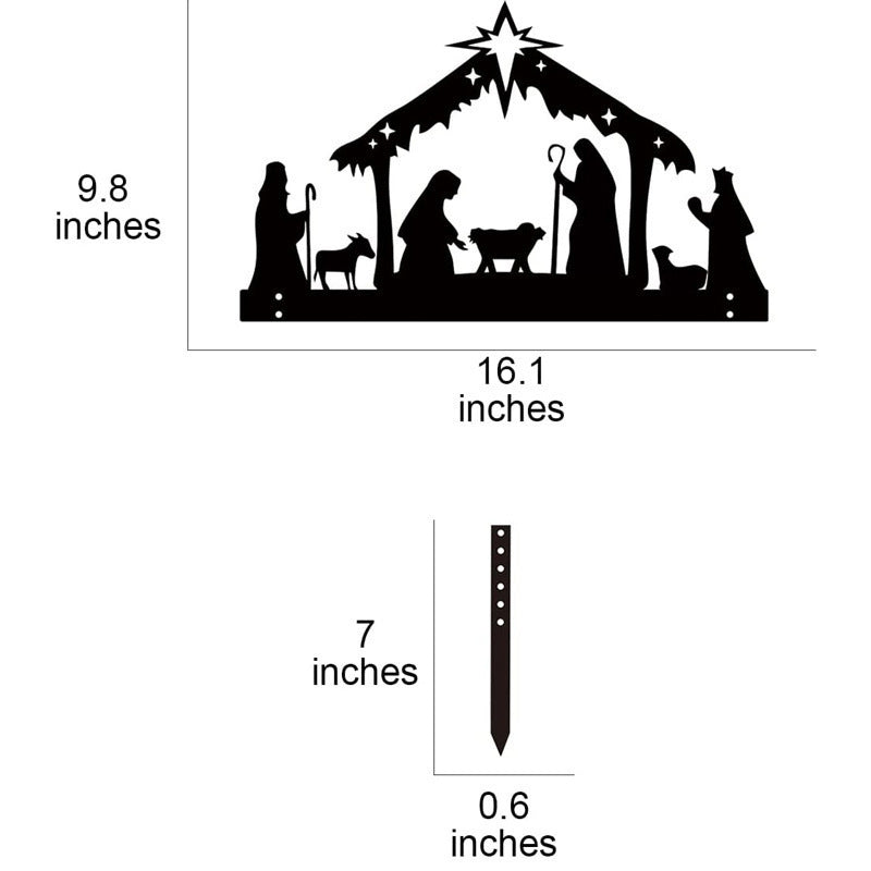 Modern American style iron art depicting the birth of Jesus as Christmas decor