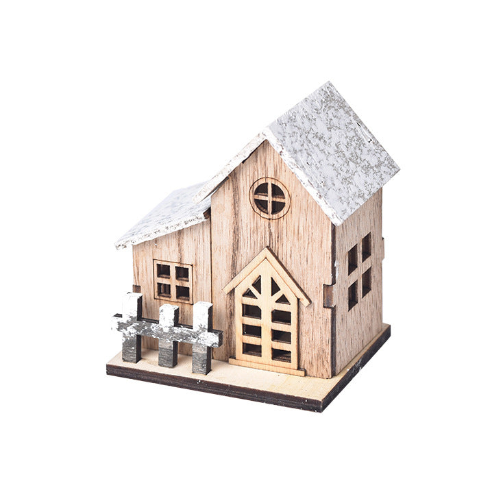 Luminous wooden Christmas cabin with warm holiday lighting
