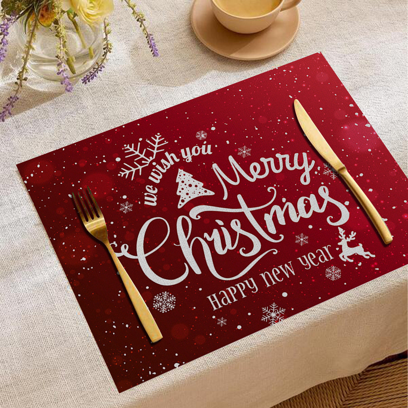 Christmas Linen Placemat - Christian Home Decor - Christian Home Decor