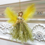 Golden plush angel pendant for Christmas tree display