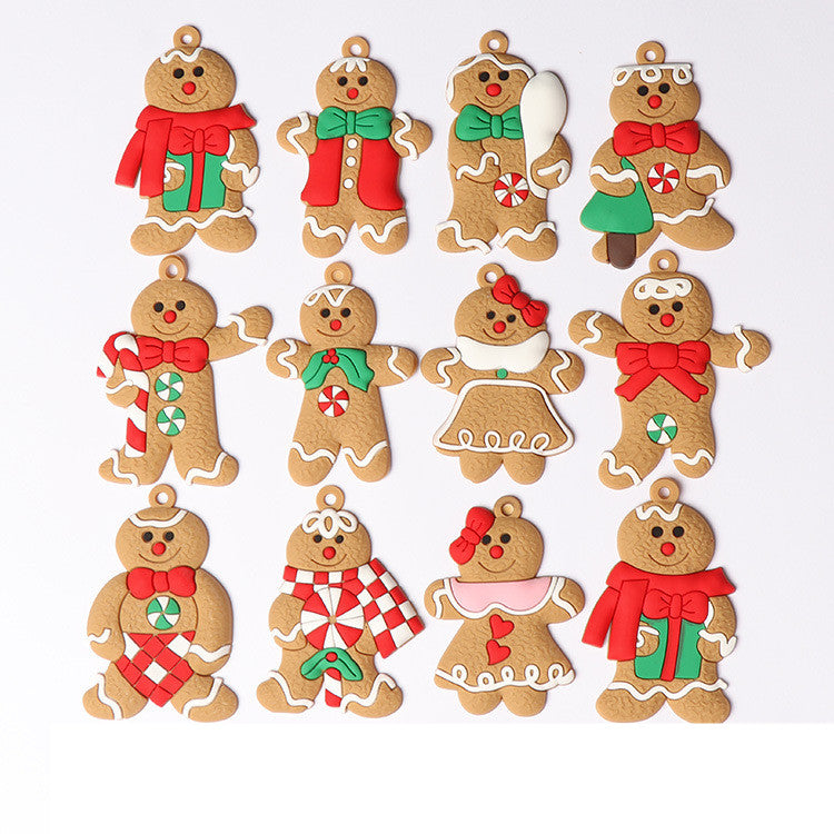Bundle of 12 assorted Christmas tree ornaments including gingerbread designs