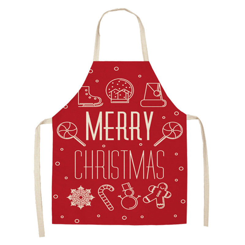 Christmas Day Apron displayed against festive red background, perfect for holiday baking traditions