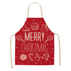 Christmas Day Apron displayed against festive red background, perfect for holiday baking traditions