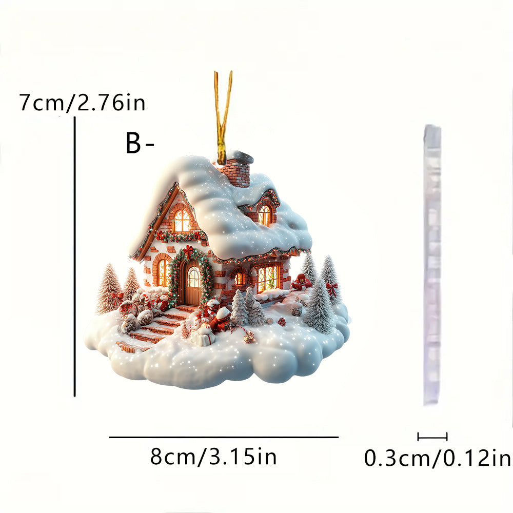 Cozy snow house acrylic Christmas decor for home display