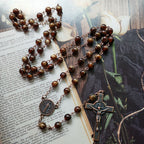 Vintage style imitation agate benedict cross necklace for catholic faith