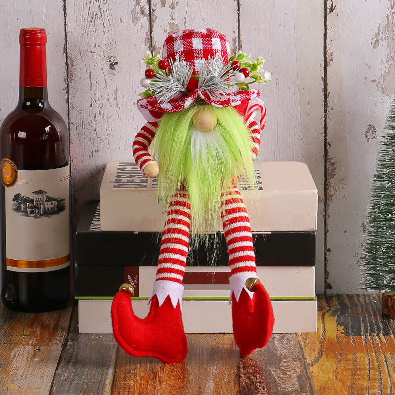 Long leg doll ornament with US-style whimsical Christmas design