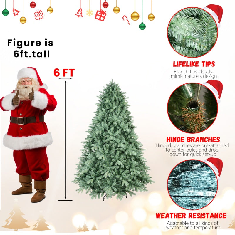 Close-up of green Christmas tree branches showing realistic foliage texture