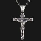 Easter faith jewelry: Jesus cross pendant on display
