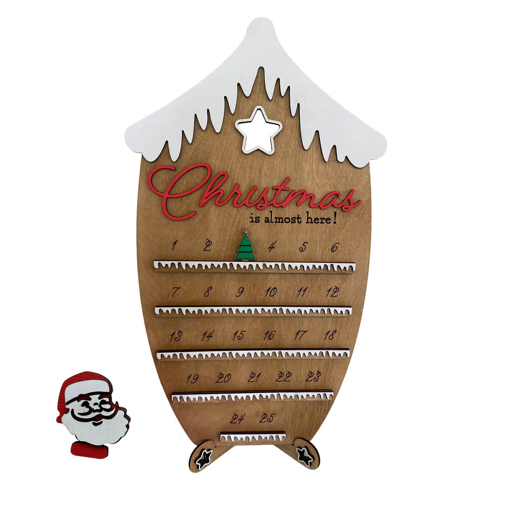 Wooden ornament showcasing countdown design for Christmas season