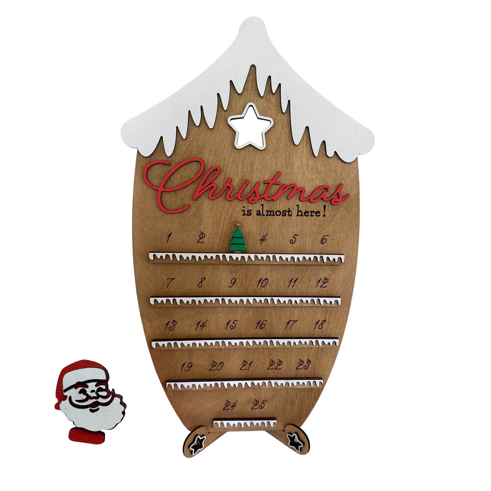 Wooden ornament showcasing countdown design for Christmas season