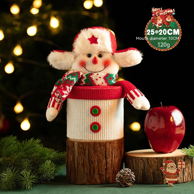 Christmas Eve gift box in knitted flannel with cheerful cartoon design for holiday traditions