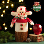 Christmas Eve gift box in knitted flannel with cheerful cartoon design for holiday traditions