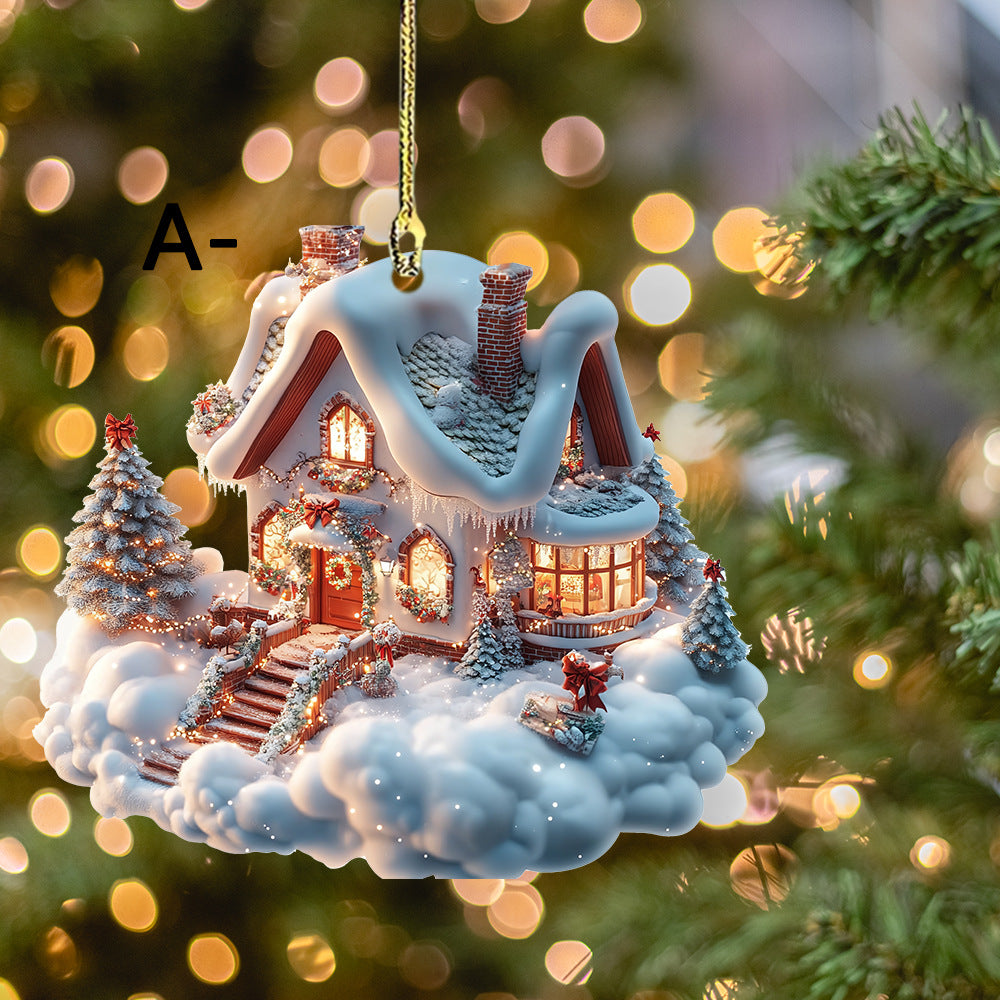 Printed acrylic snow house holiday decoration arrangement