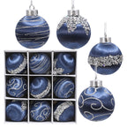Painted foam Christmas ball ornament set displayed as Christmas tree decorations with festive colors