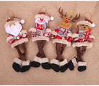 Set of festive Christmas pendant ornaments in plaid design