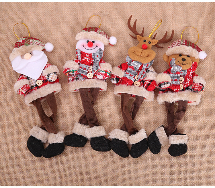 Set of festive Christmas pendant ornaments in plaid design