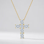 Elegant 925 sterling silver necklace with sparkling CZ cross pendant on adjustable gold chain, faith jewelry