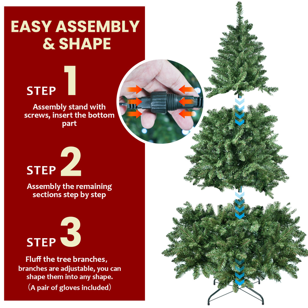 Christmas tree with red ribbon bows and ornaments for seasonal decorating