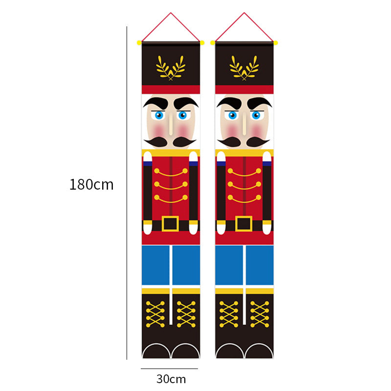 Christmas ornament set featuring decorative couplet banners in holiday colors