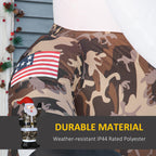 Festive eight-foot Christmas inflatable featuring warm white LED lights illuminating a camo Santa for outdoor display