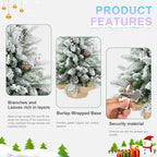 Flocked artificial Christmas tree at 3 feet tall decorated for the holidays