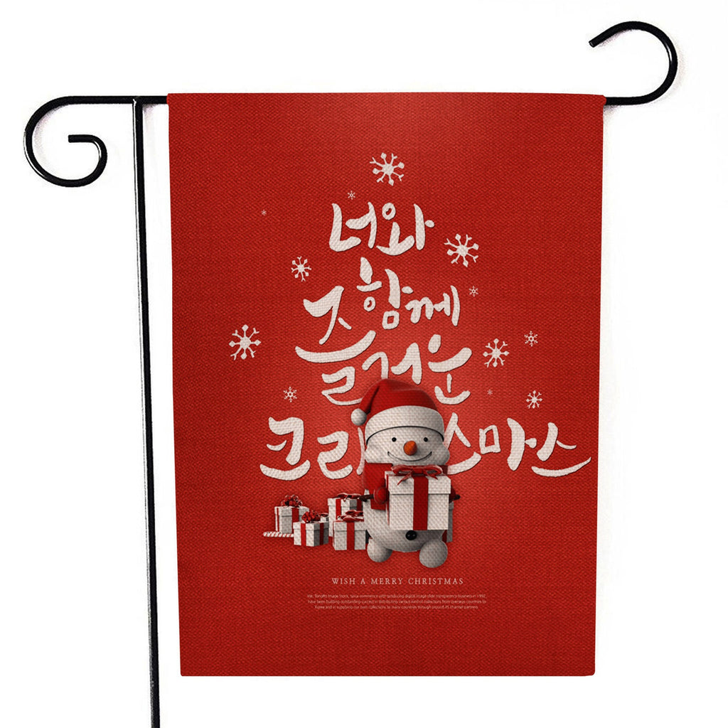Santa Claus holiday flag featuring digital print design on linen fabric