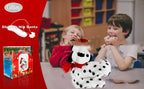 Festive dog toy in Christmas costume with seasonal detail